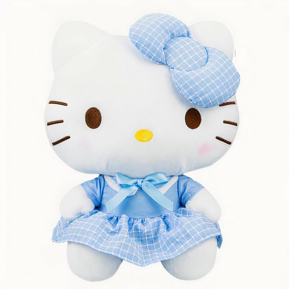 Hello Kitty Knuffel 33 cm in Roze en Blauwe Uniform De Knuffel