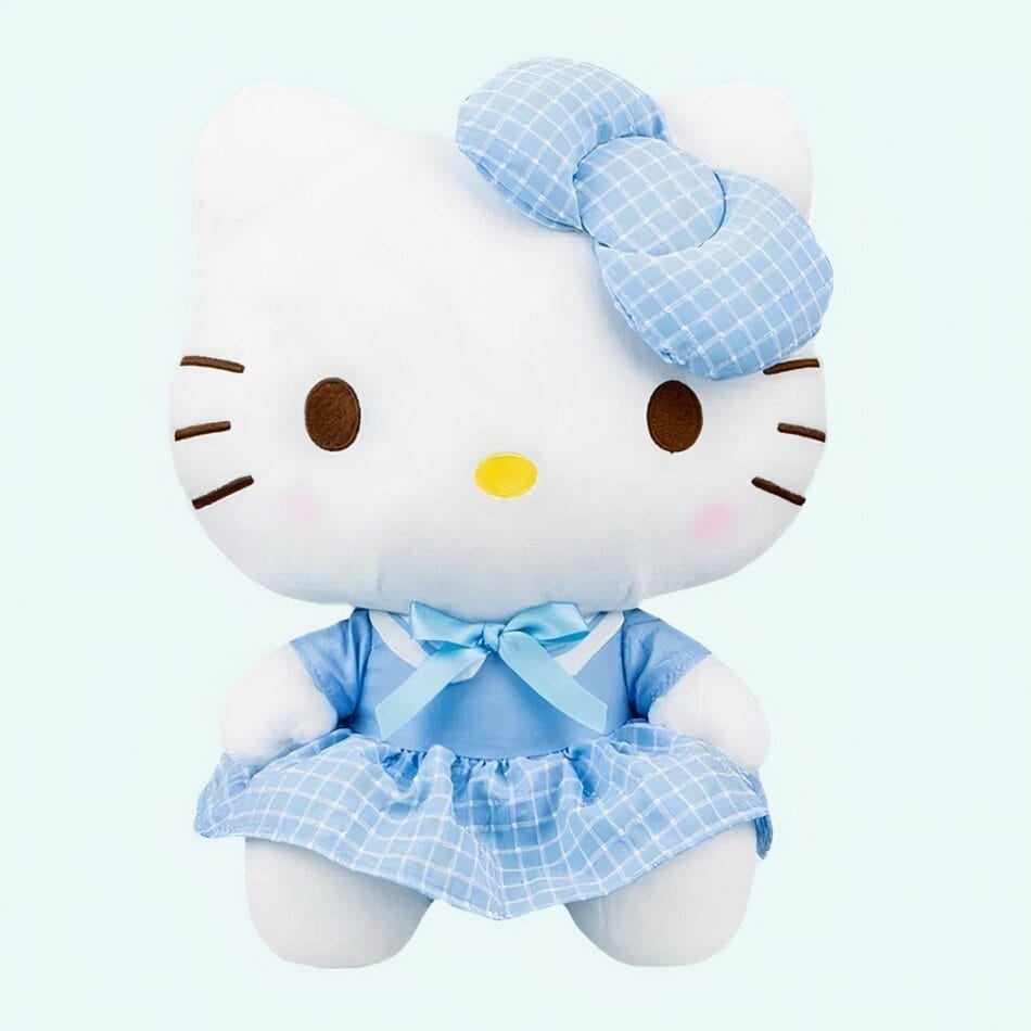 Hello Kitty Knuffel 33 cm in Roze en Blauwe Uniform De Knuffel