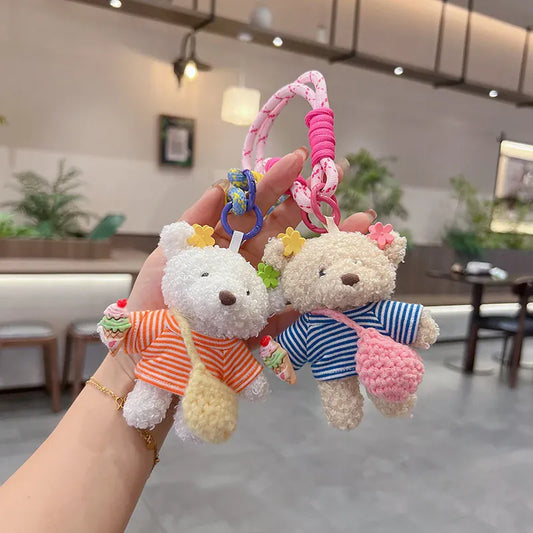 IJsjes Teddybeer Knuffel Sleutelhanger | Gestreept Shirtje De Knuffel