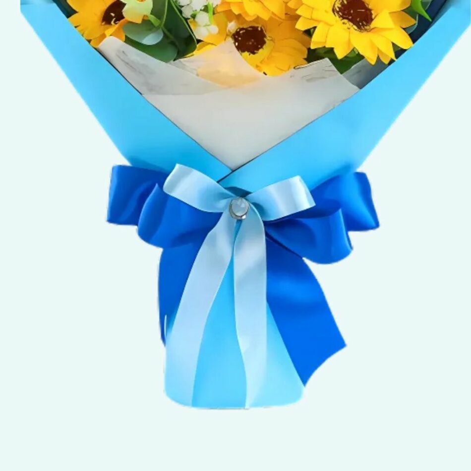 Het pluche boeket van Stitch en zijn mooie bloemen.