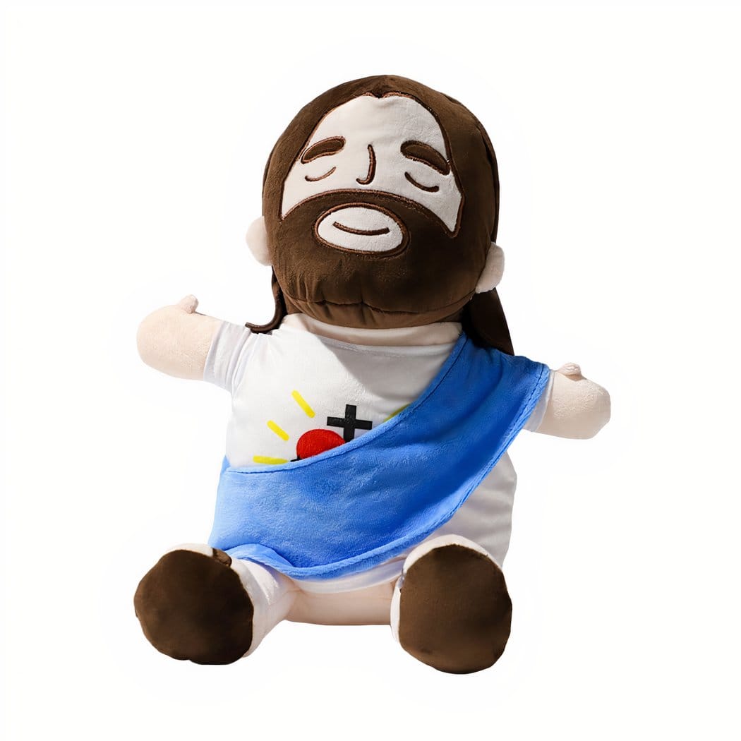 Jezus Ademend Knuffel Met Zacht Licht Voor Rust De Knuffel blauw