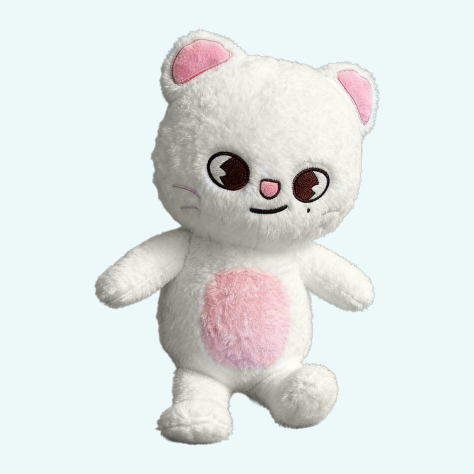 Jiniret Knuffel Stray Kids SKZOO Witte Vacht Met Roze Accenten De Knuffel
