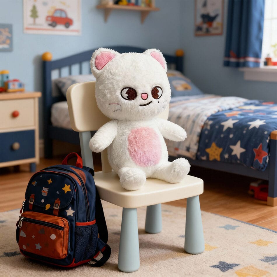 Jiniret Knuffel Stray Kids SKZOO Witte Vacht Met Roze Accenten De Knuffel