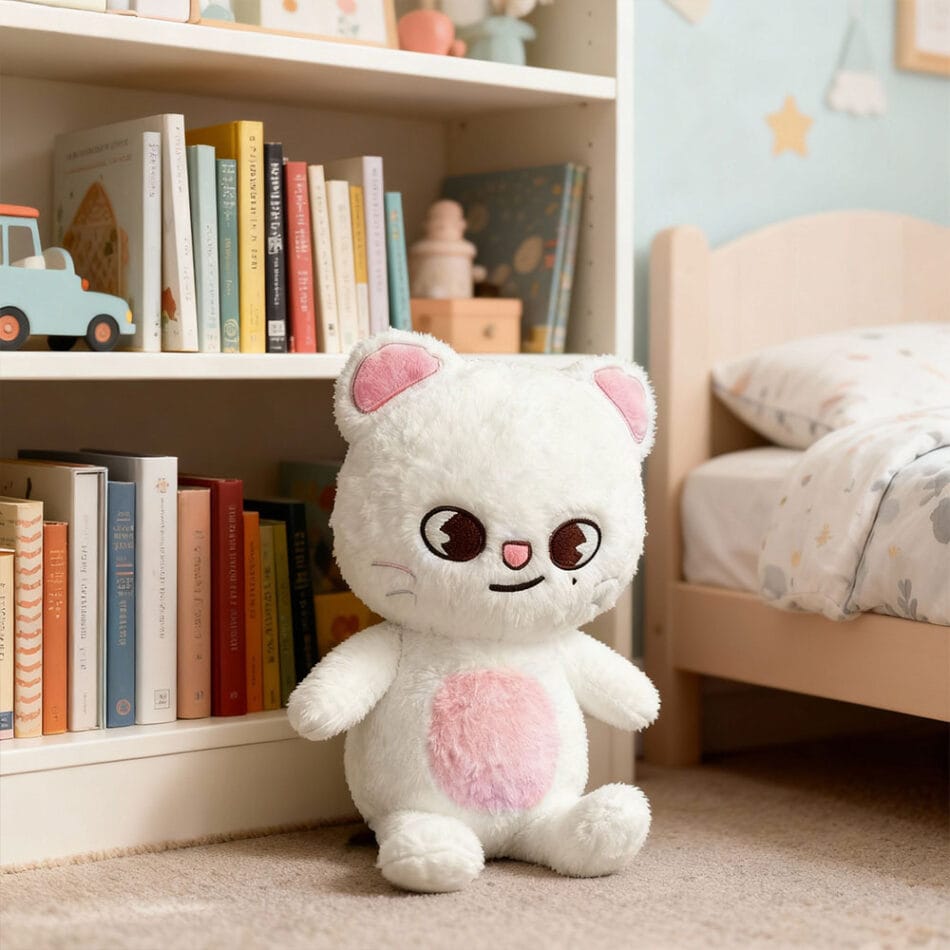 Jiniret Knuffel Stray Kids SKZOO Witte Vacht Met Roze Accenten De Knuffel