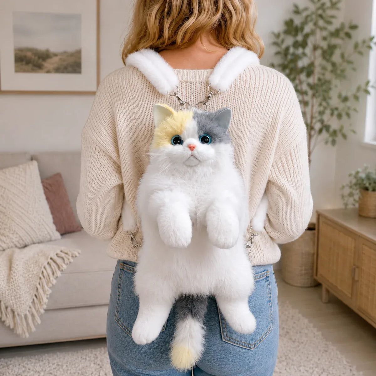 Kat Knuffel Rugzak | Pluche Kawaii Schoudertas Meisjes De Knuffel Lichte lapjeskat