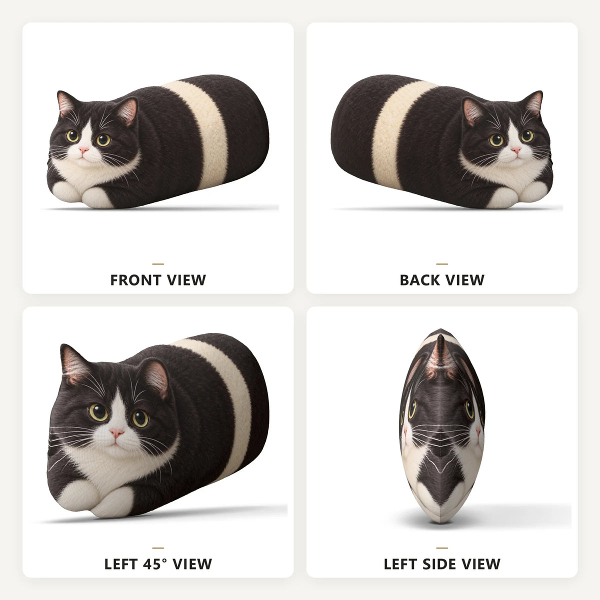 Kat Knuffelkussen Zwart Wit | Liggende Poes als Sierkussen De Knuffel