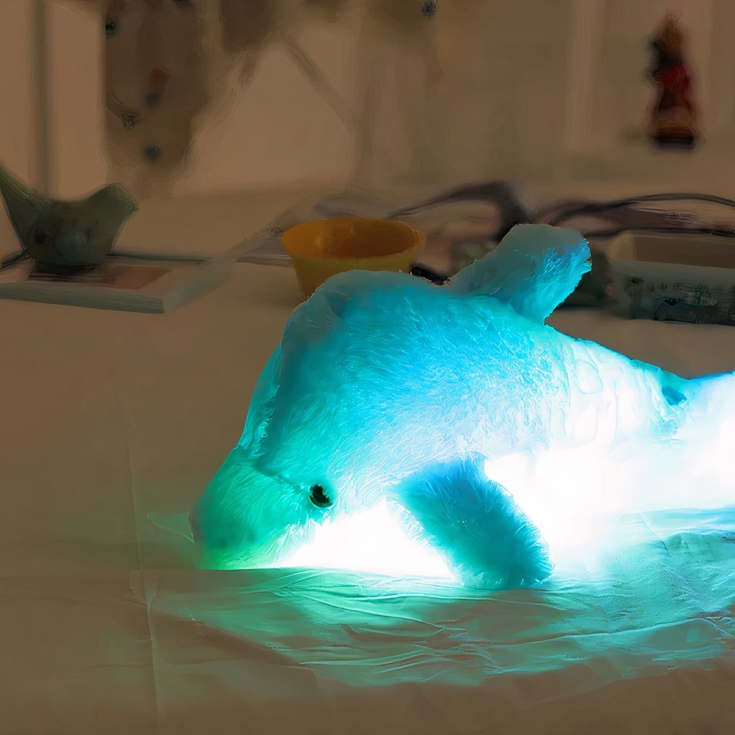 Katoenen Knuffel Dolfijn Met LED Lichtfunctie Voor Slaap De Knuffel blauw