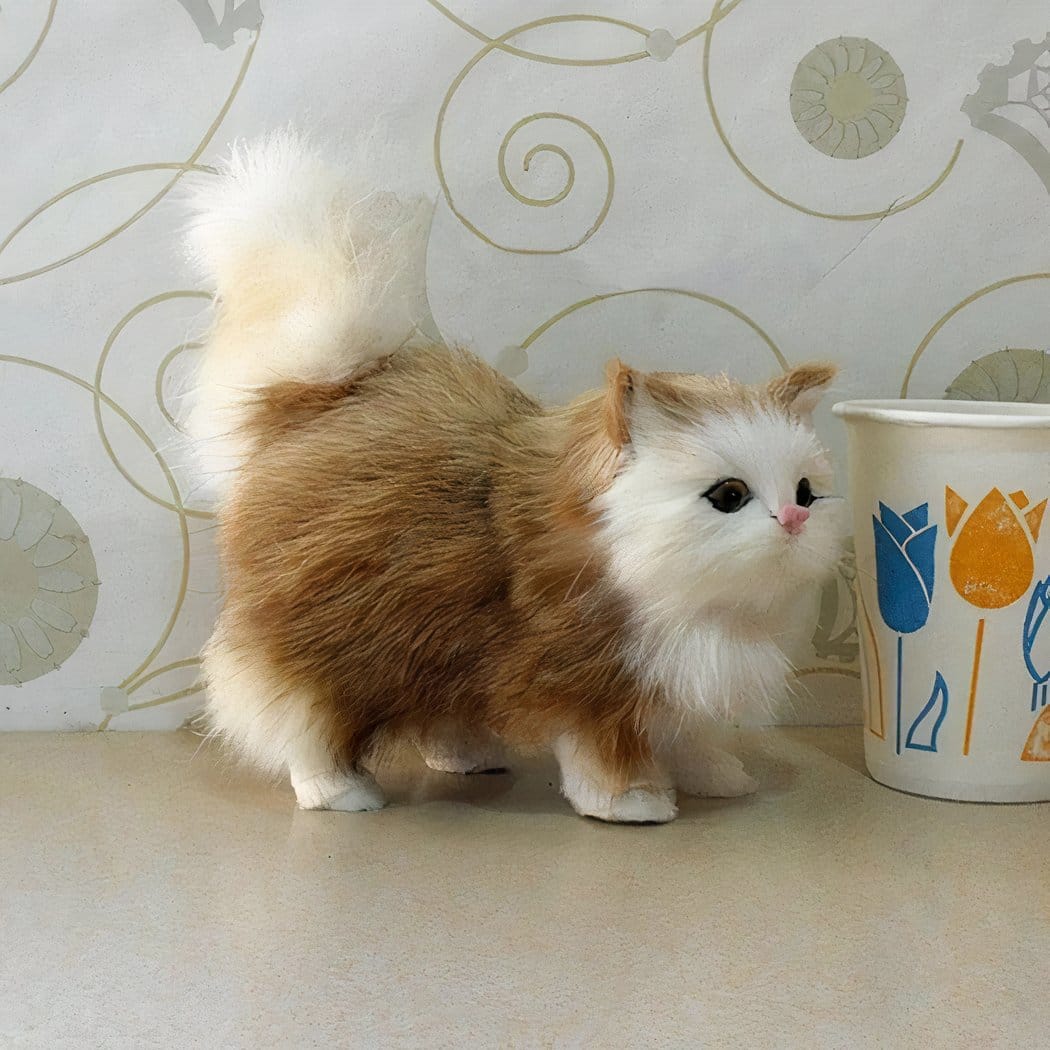 Kattenknuffel Met Lange Vacht Zacht Ultra Realistisch Voor Baby's De Knuffel Model 2