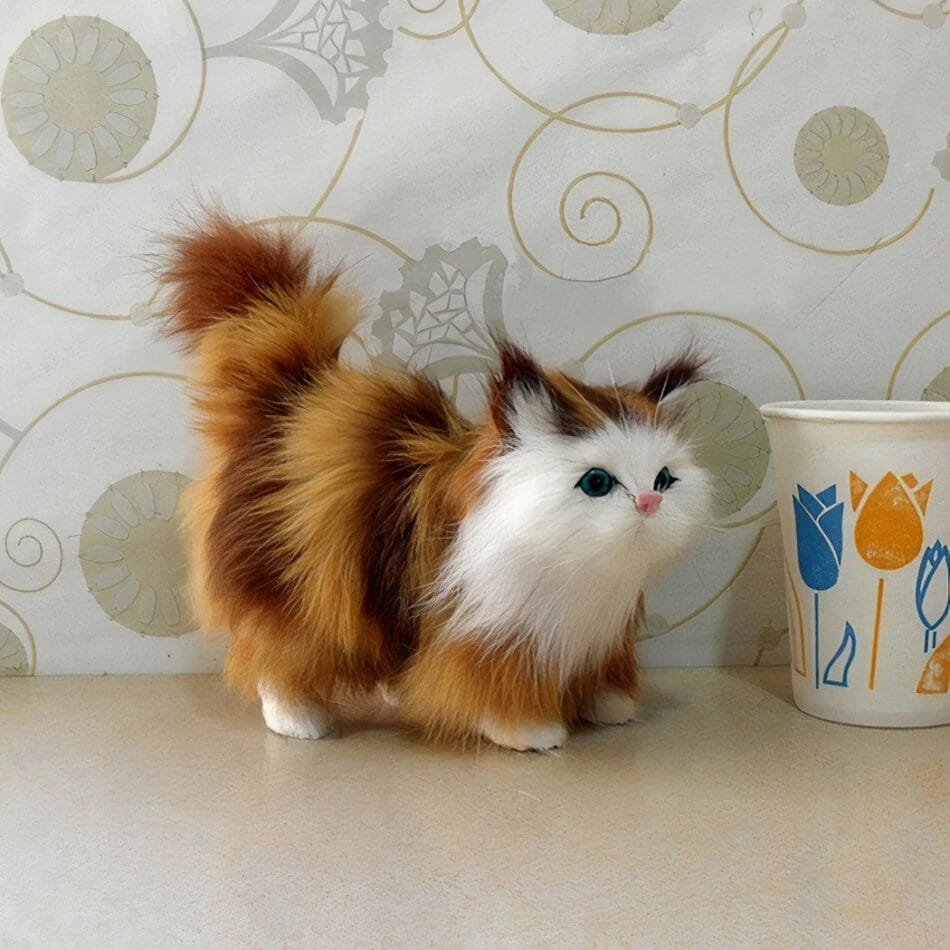 Kattenknuffel Met Lange Vacht Zacht Ultra Realistisch Voor Baby's De Knuffel