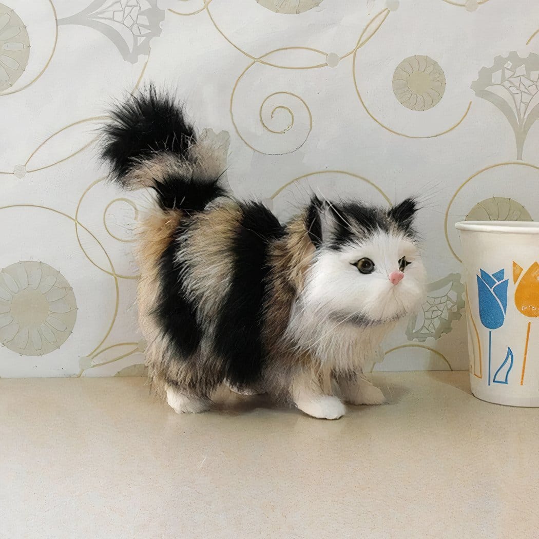 Kattenknuffel Met Lange Vacht Zacht Ultra Realistisch Voor Baby's De Knuffel Model 3