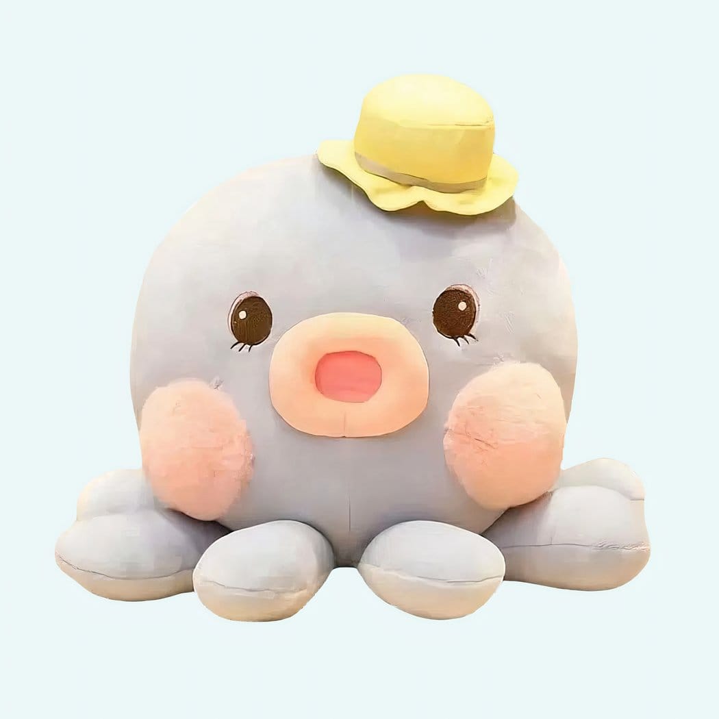 Kawaii Blauwe Octopus Knuffel Met Groot Hoofd En Klein Hoedje De Knuffel 20cm