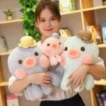 Kawaii Blauwe Octopus Knuffel Met Groot Hoofd En Klein Hoedje De Knuffel