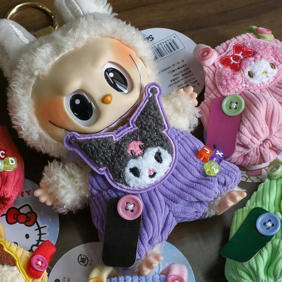 Kawaii Labubu Salopette Ultrazachte Corduroyachtige Fluweeltextuur De Knuffel