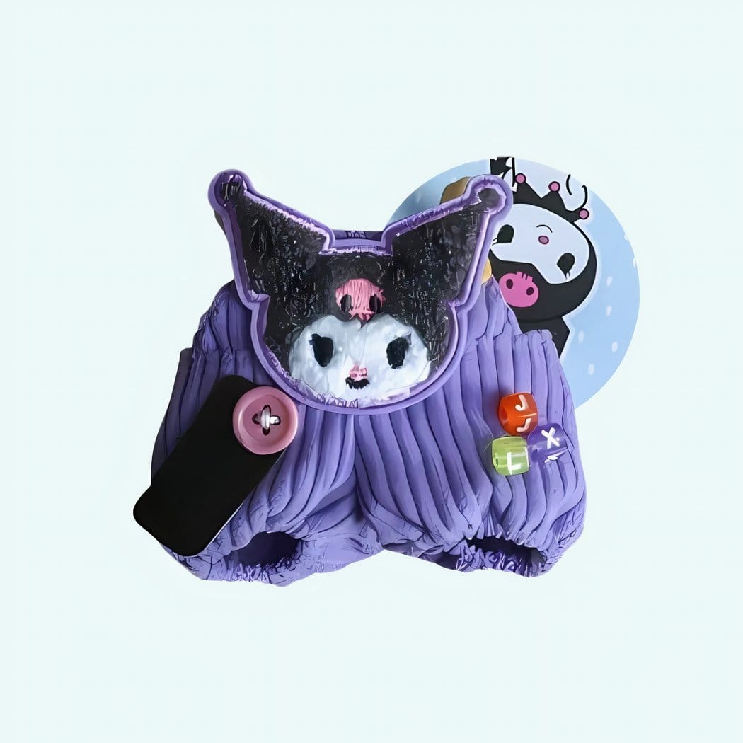 Kawaii Labubu Salopette Ultrazachte Corduroyachtige Fluweeltextuur De Knuffel paars