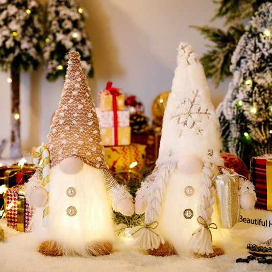 Kerst Kabouter met Licht 30 cm | Pluche Gnoom of Set De Knuffel