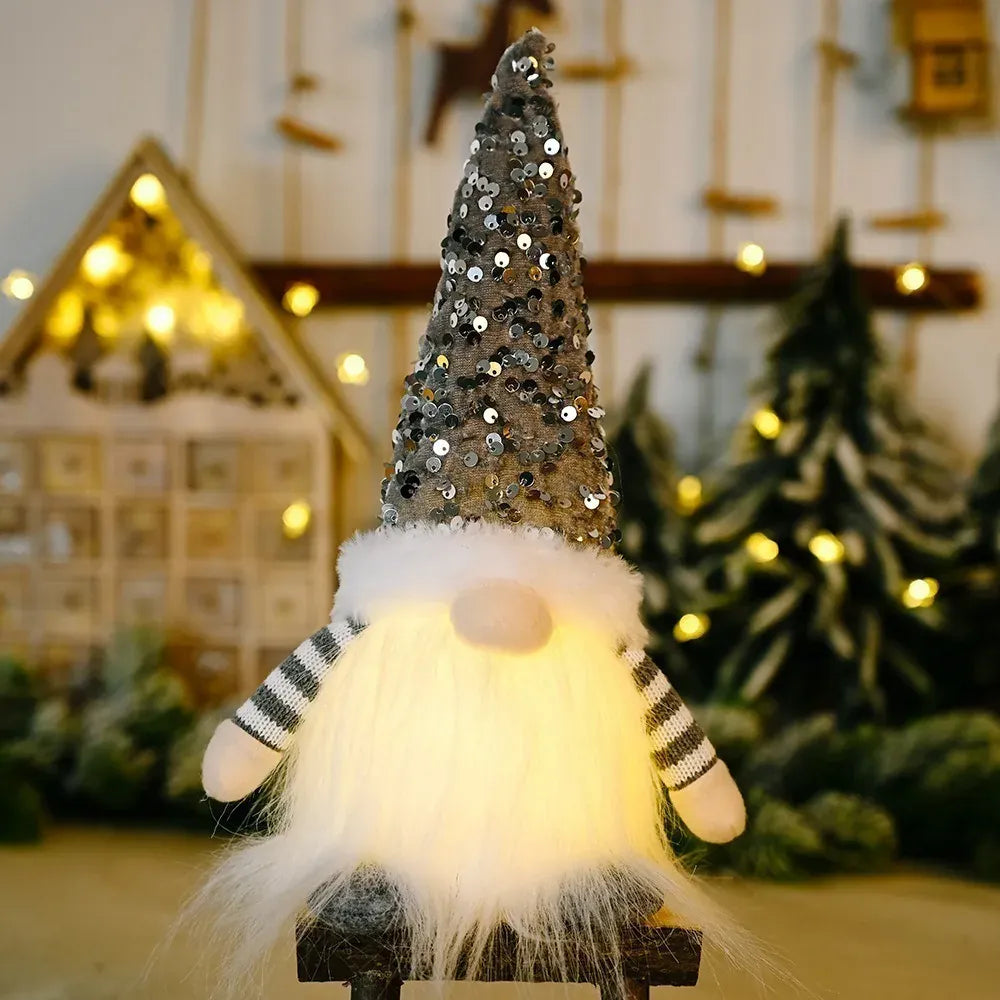 Kerst Kabouter met Licht 30 cm | Pluche Gnoom of Set De Knuffel E3 30 cm