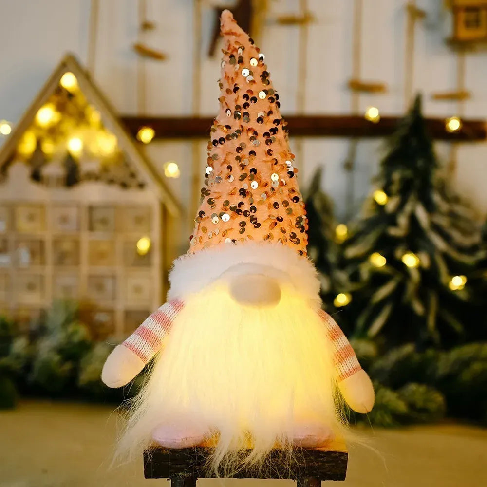 Kerst Kabouter met Licht 30 cm | Pluche Gnoom of Set De Knuffel E2 30 cm