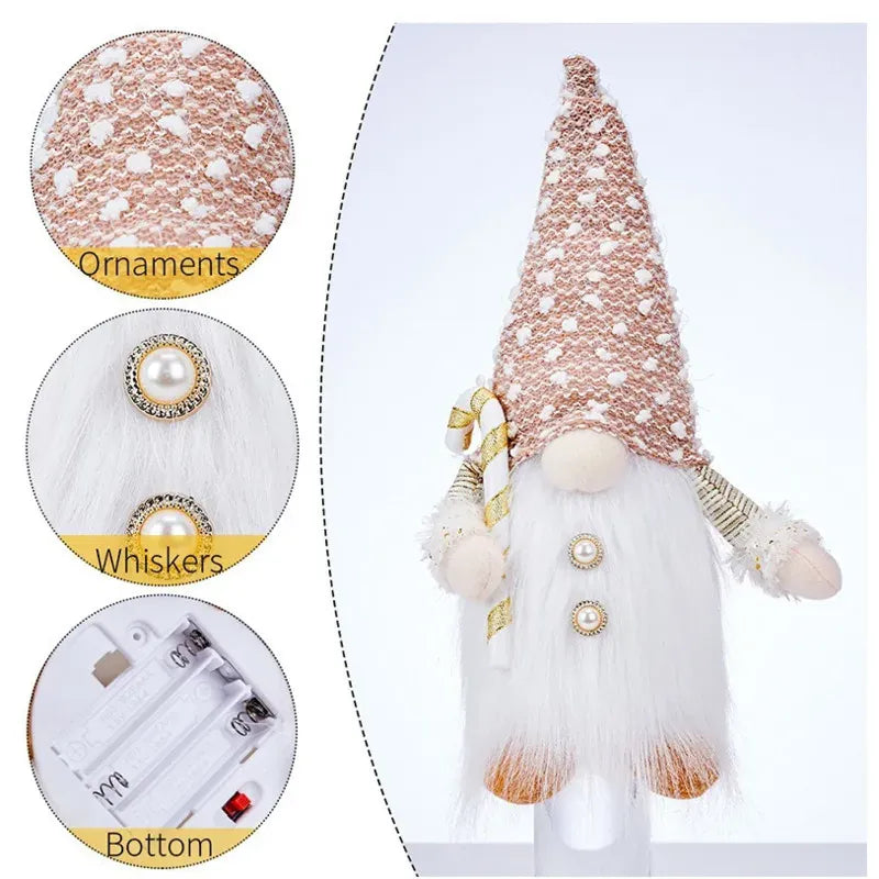 Kerst Kabouter met Licht 30 cm | Pluche Gnoom of Set De Knuffel