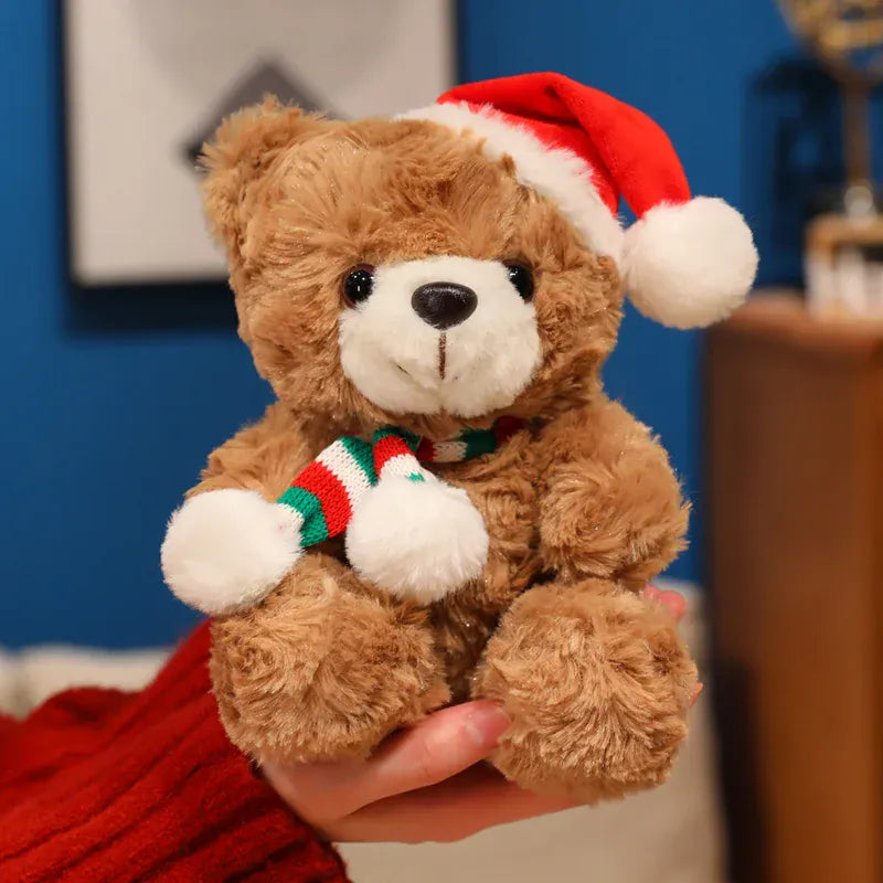 Kerst Teddybeer met Muts en Sjaal 18 of 23 cm | Wit of Bruin De Knuffel