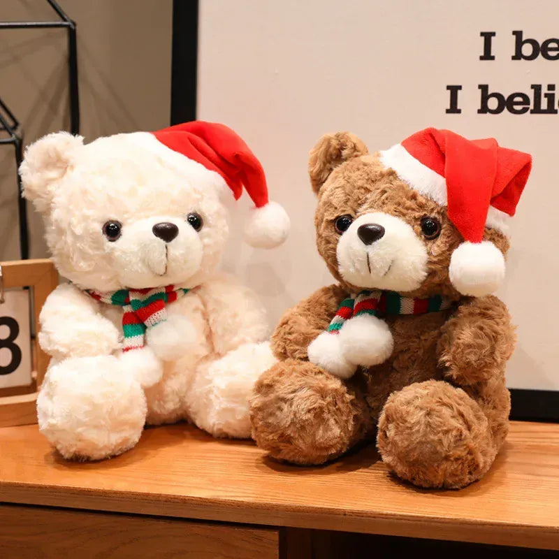Kerst Teddybeer met Muts en Sjaal 18 of 23 cm | Wit of Bruin De Knuffel