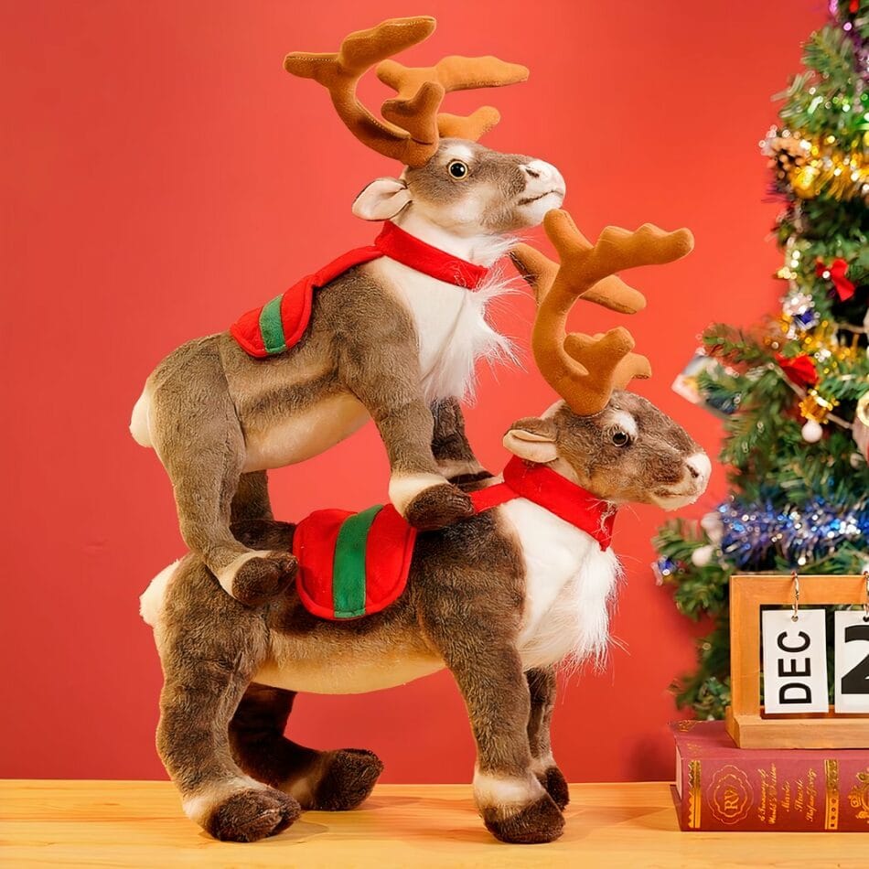 Kerstknuffel Hert Noël Voor Kinderen Met Rode En Groene Outfit De Knuffel
