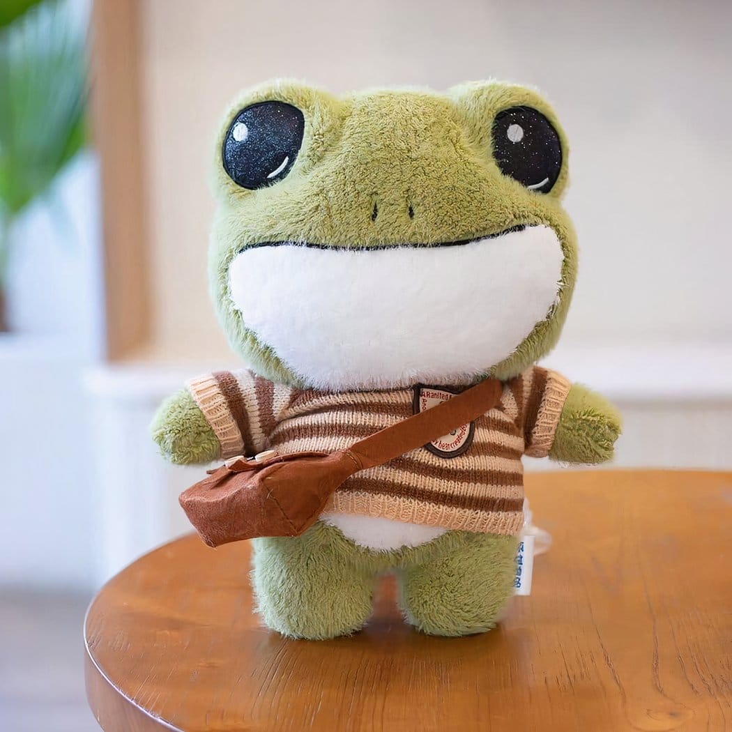 Kikker Knuffel Met Trui En Bijpassende Schooltas Luxe Geschenk De Knuffel bruin