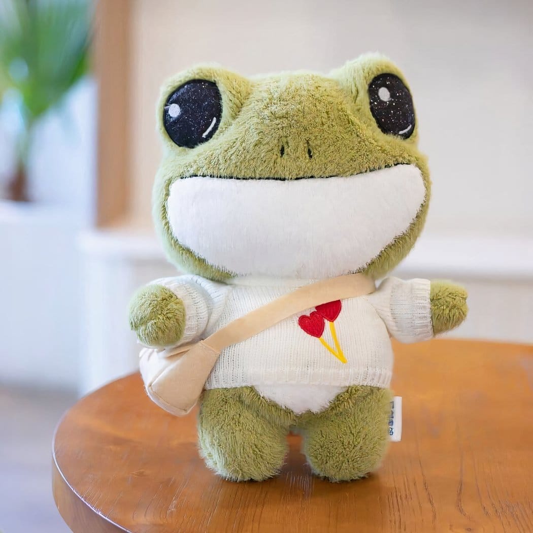 Kikker Knuffel Met Trui En Bijpassende Schooltas Luxe Geschenk De Knuffel wit