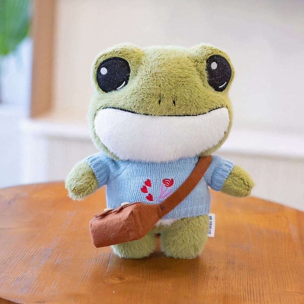 Kikker Knuffel Met Trui En Bijpassende Schooltas Luxe Geschenk De Knuffel blauw