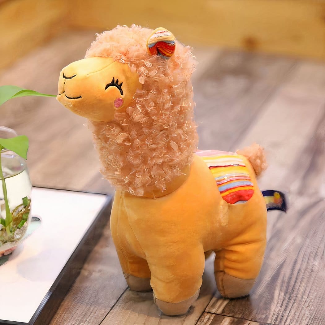 Kleurrijke Handgemaakte Alpaca Knuffel Met Glimlach En Zachte Vacht De Knuffel oranje / 45cm