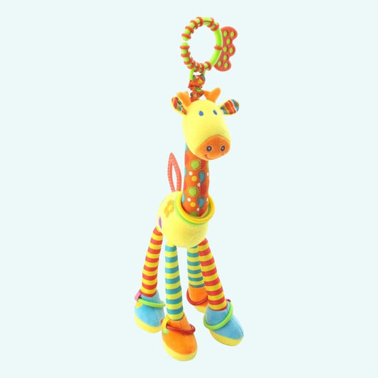 Kleurrijke Knuffel Rammelaar Giraf Voor Baby Zachte Vacht 30 cm De Knuffel