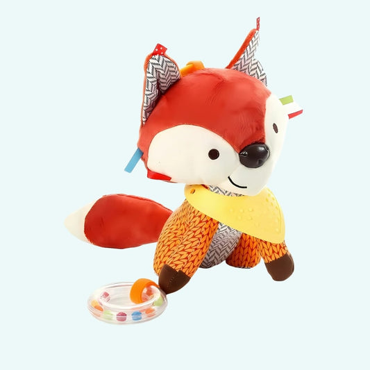 Kleurrijke Vos Knuffel Hangend Met Texturen Voor Baby De Knuffel
