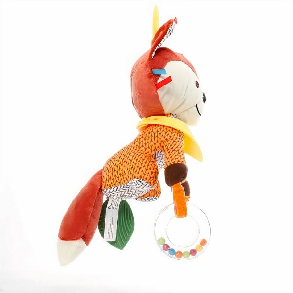 Kleurrijke Vos Knuffel Hangend Met Texturen Voor Baby De Knuffel