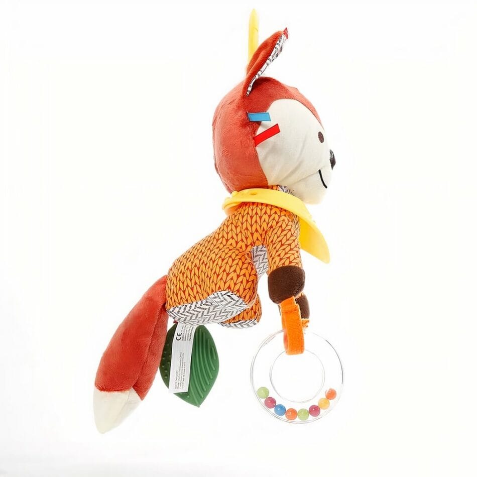 Kleurrijke Vos Knuffel Hangend Met Texturen Voor Baby De Knuffel