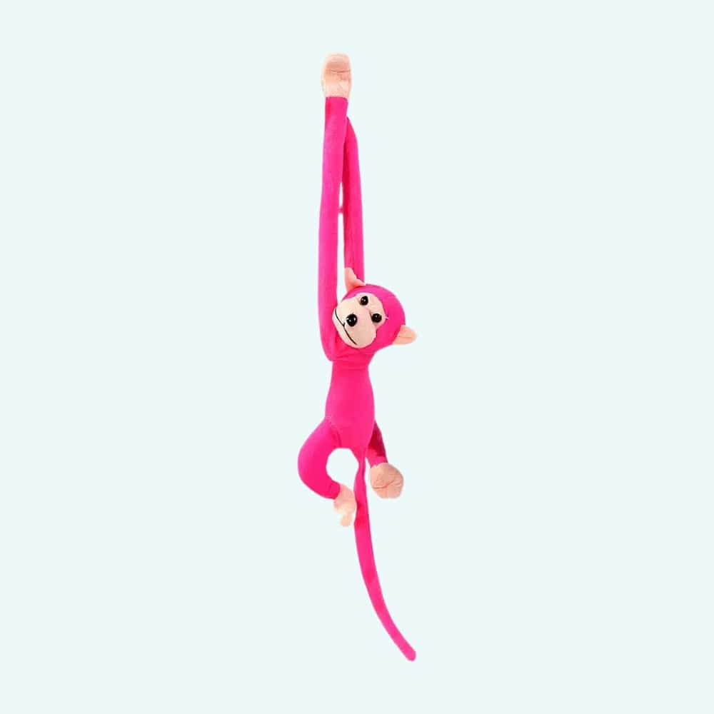 Knuffel Aap Kawaii met Lange Staart Fuchsia De Knuffel
