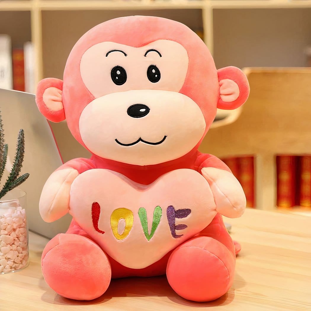 Knuffel Aap Met Rode Hart Zachte Speelgoed In Diverse Kleuren De Knuffel roze