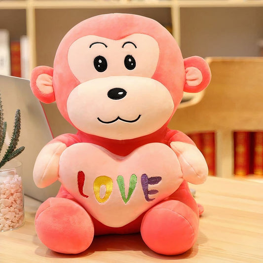 Knuffel Aap Met Rode Hart Zachte Speelgoed In Diverse Kleuren De Knuffel roze