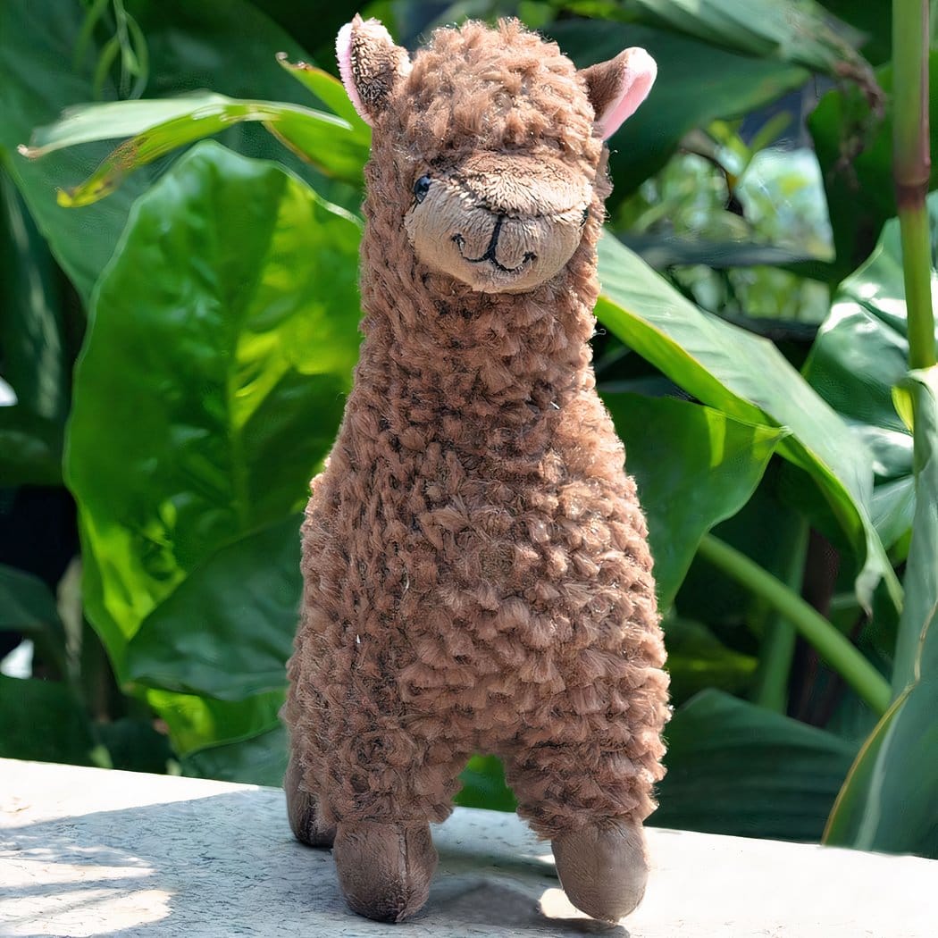 Knuffel Alpaca Met Lange Vacht Zacht Decoratie En Speelkameraad De Knuffel bruin