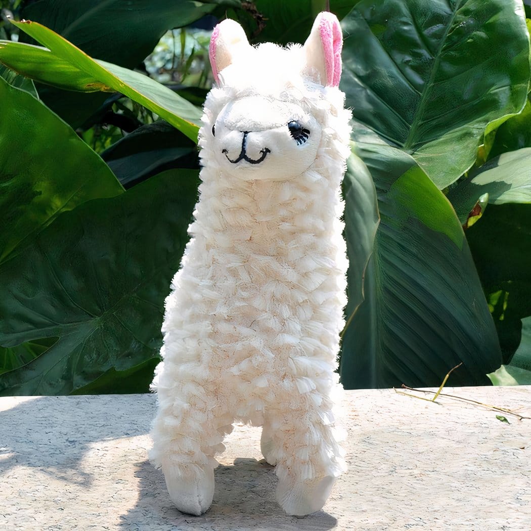 Knuffel Alpaca Met Lange Vacht Zacht Decoratie En Speelkameraad De Knuffel wit