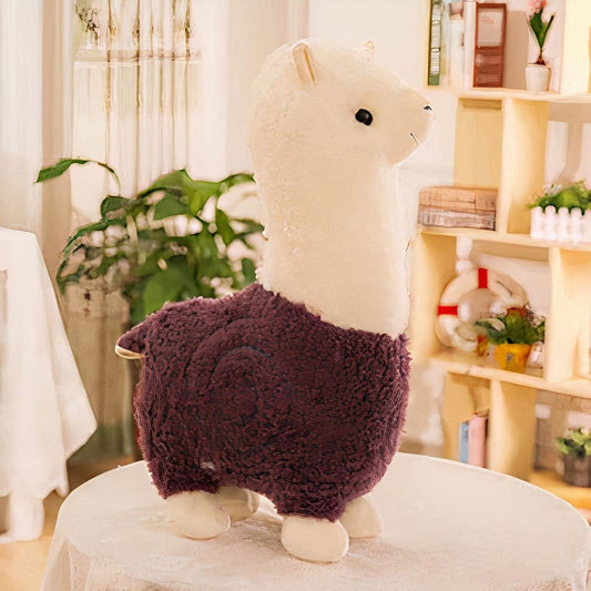 Knuffel Alpaca Regenboogachtige Vacht Zacht 25 cm De Knuffel paars