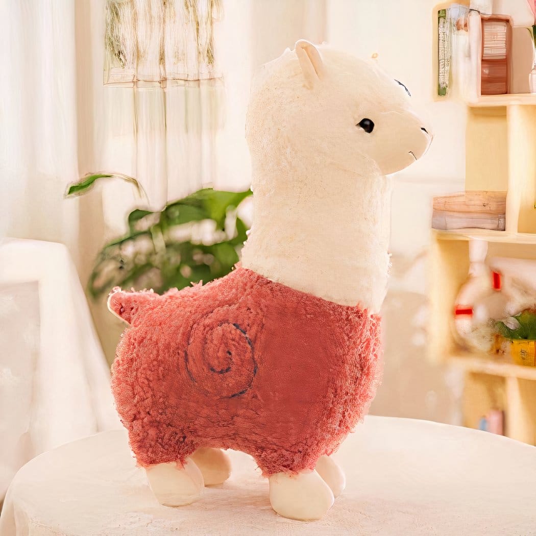 Knuffel Alpaca Regenboogachtige Vacht Zacht 25 cm De Knuffel roze