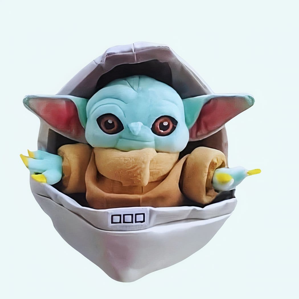 Knuffel Baby Yoda met Wiegje Zachte Groene Vacht en Grote Bruine Ogen De Knuffel