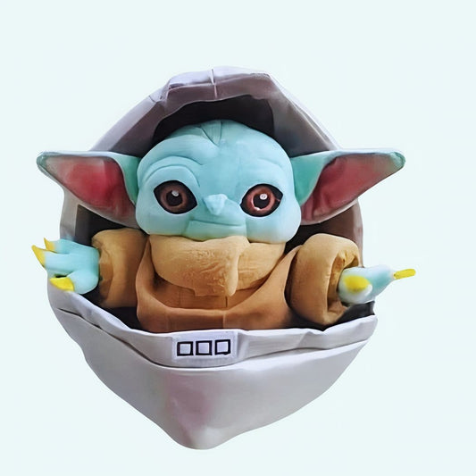 Knuffel Baby Yoda met Wiegje Zachte Groene Vacht en Grote Bruine Ogen De Knuffel