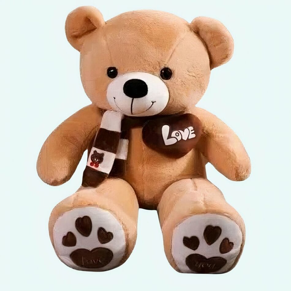 Knuffel Beer Beige 100 cm Met Zacht Sjaaltje De Knuffel