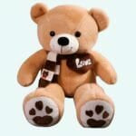 Knuffel Beer Beige 100 cm Met Zacht Sjaaltje De Knuffel
