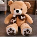 Knuffel Beer Beige 100 cm Met Zacht Sjaaltje De Knuffel