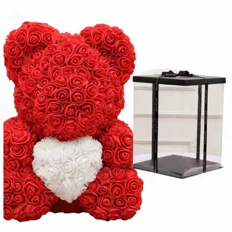 Knuffel Beer Tussen Rode Rozen in Luxe Collectorsdoos Valentijnscadeau De Knuffel