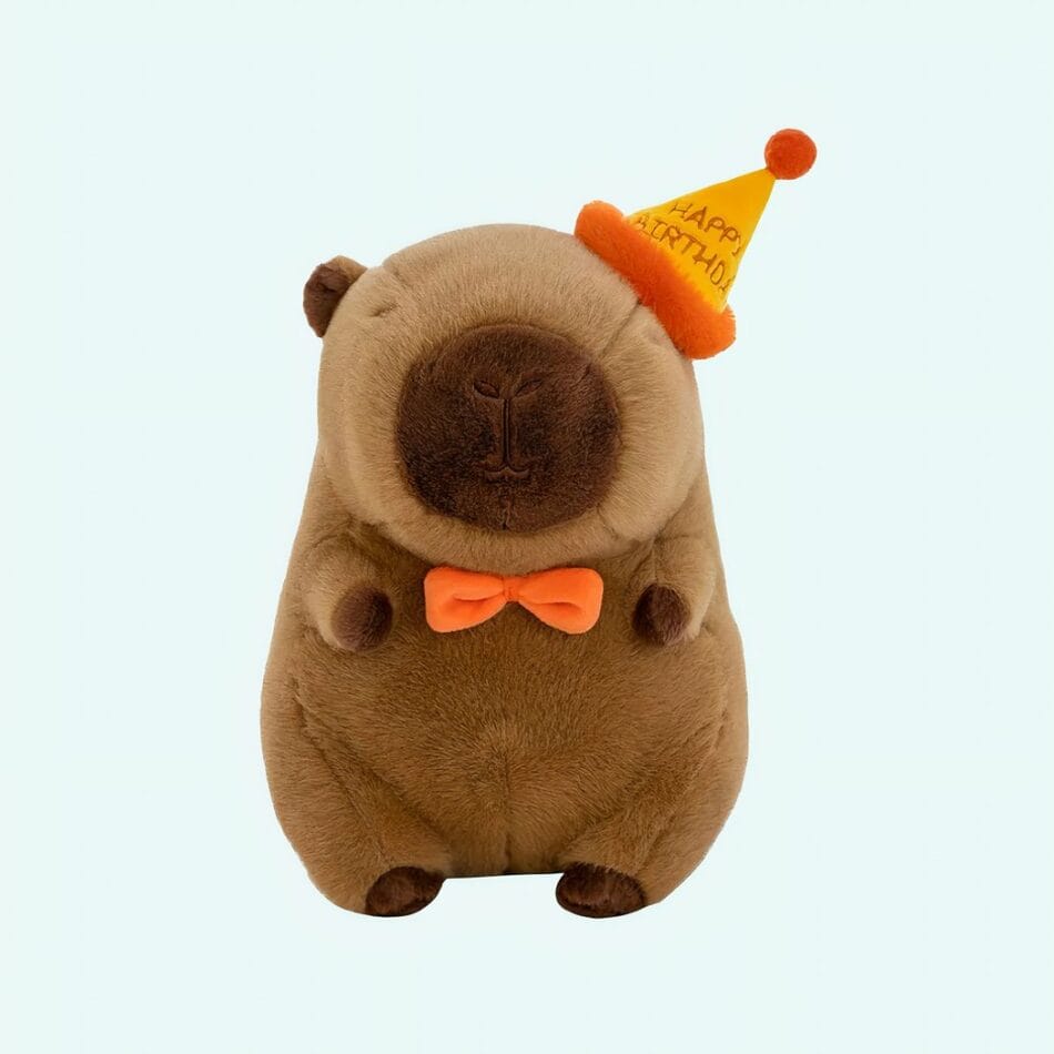 Knuffel Capibara Anniversaire met Feestelijk Hoedje voor Verjaardagen De Knuffel
