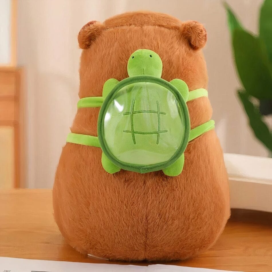 Knuffel Capibara Met Schildpad Rugzak Zacht En Avontuurlijk De Knuffel