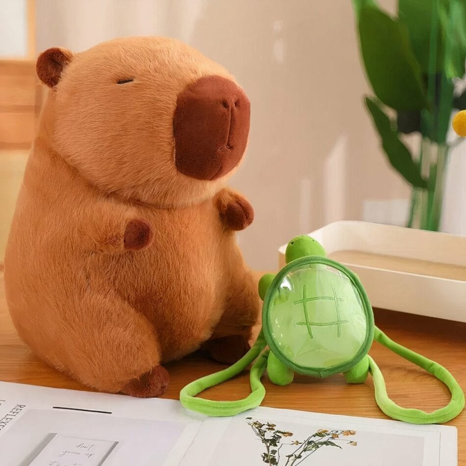 Knuffel Capibara Met Schildpad Rugzak Zacht En Avontuurlijk De Knuffel