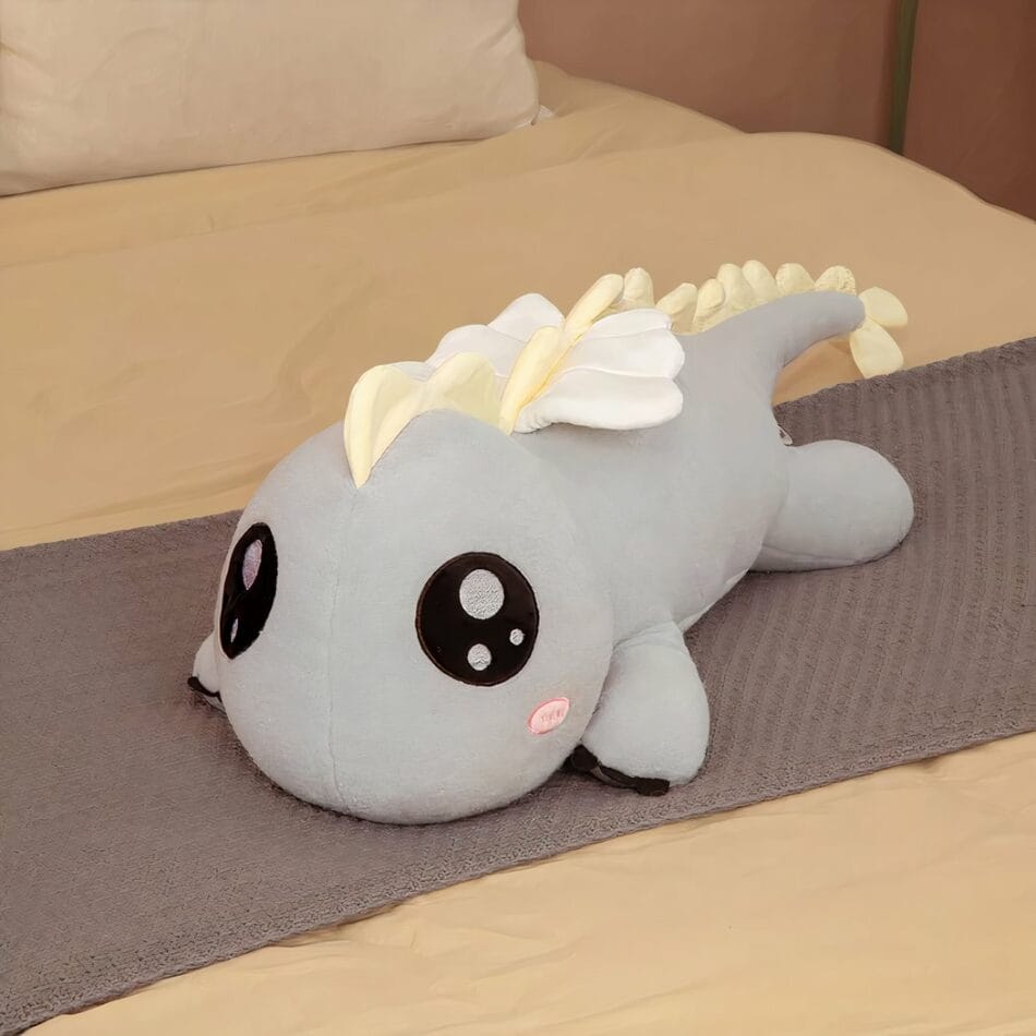 Knuffel Dinosaurus Grijs Reuzen Zachte Textuur Lange Staart De Knuffel